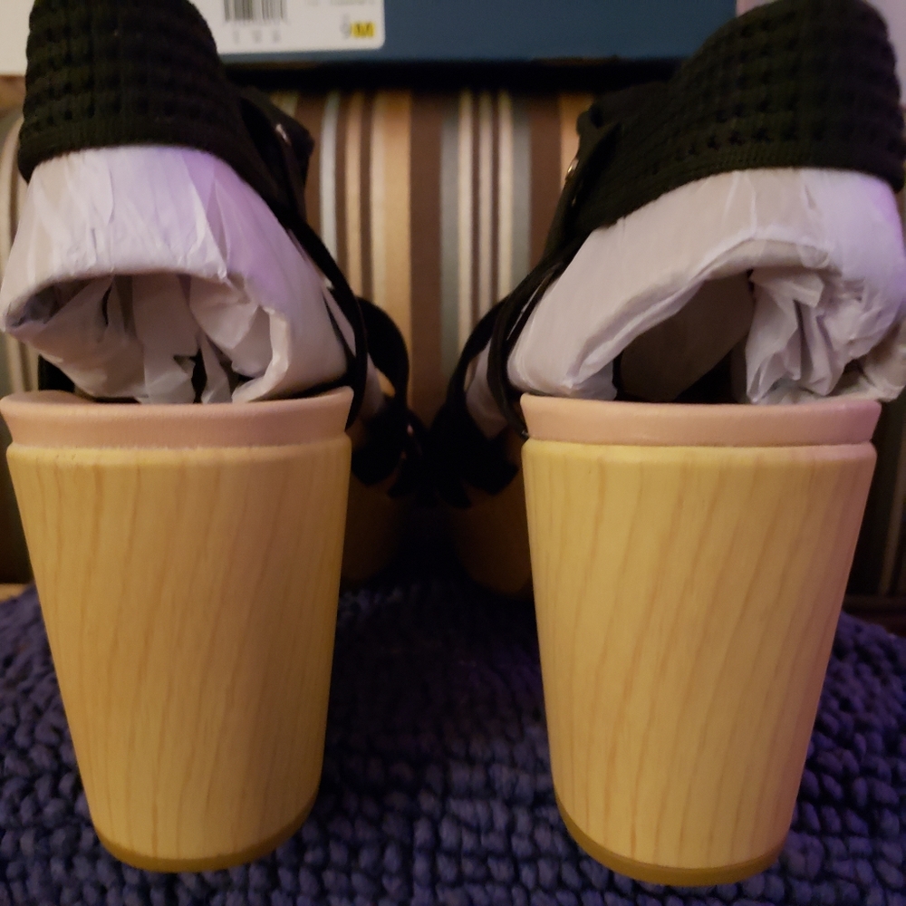 BNWT - NIB DR. SCHOLL'S BLOSSOM black / tan platform (9) - Picture 6 of 10